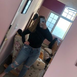 high neck navy blue long sleeve